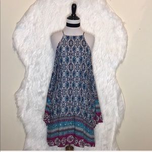 Oober Swank Boho Cold Shoulder Bell Sleeve Dress